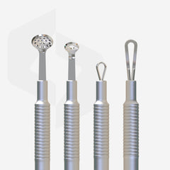 Kosmetoloogiline tööriistakomplekt "Clean Skin" BEAUTY & CARE 30 (Uno lusikas, 19 auguga ümmargune tööriist ja topeltotsaga silmus)