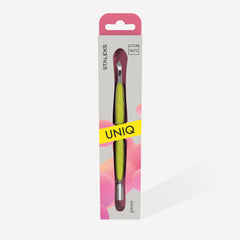 Manicure pusher Gummy with silicone handle UNIQ 10 TYPE 4.2 (rounded narrow pusher and bent blade)