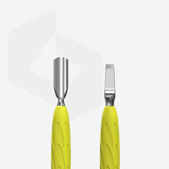 Manicure pusher Gummy with silicone handle UNIQ 10 TYPE 5 (rounded narrow pusher and straight blade)