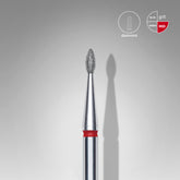 Diamond nail drill bit drop red EXPERT head diameter 1,6 mm / working part 4 mm