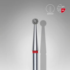 Burghiu diamant pentru unghii, "bil", rosie, diametru cap 2,5 mm