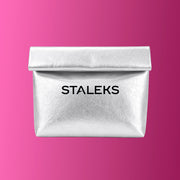 STALEKS Cosmetic bag silver eco-leather, size L