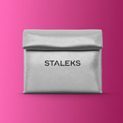 STALEKS Cosmetic bag silver eco-leather, size L