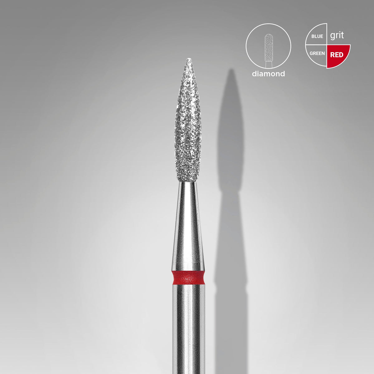 STALEKS EXPERT Fraise diamantée « Flamme pointue » rouge, diamètre 2,3 mm, partie active 8 mm