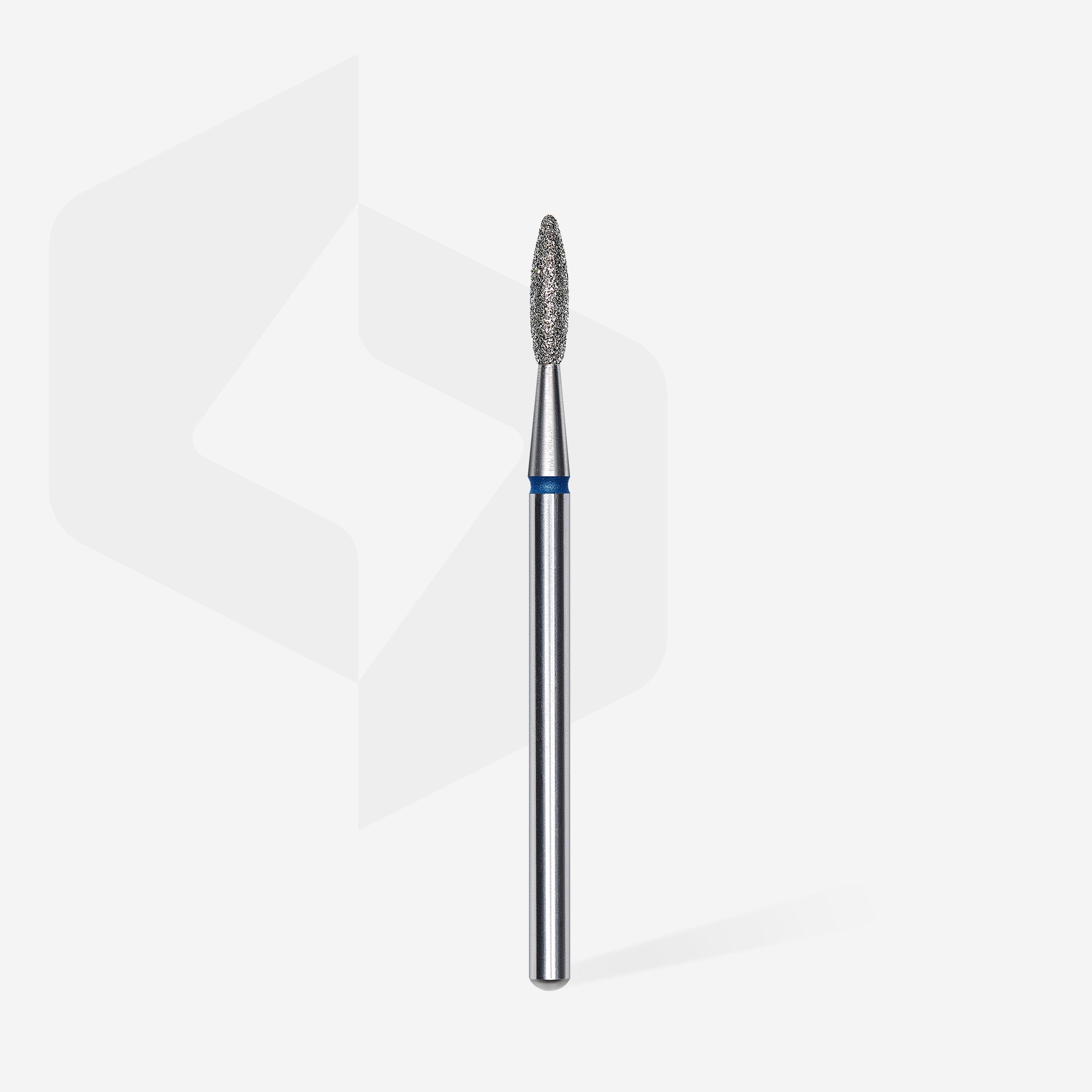 Diamond nail drill bit, "flame", blue, head diameter 2.1 mm, working part 8 mm