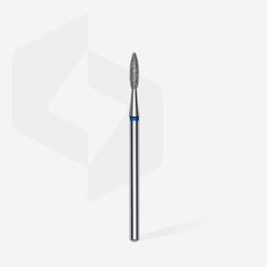 Diamond nail drill bit, "flame", blue, head diameter 2.1 mm, working part 8 mm