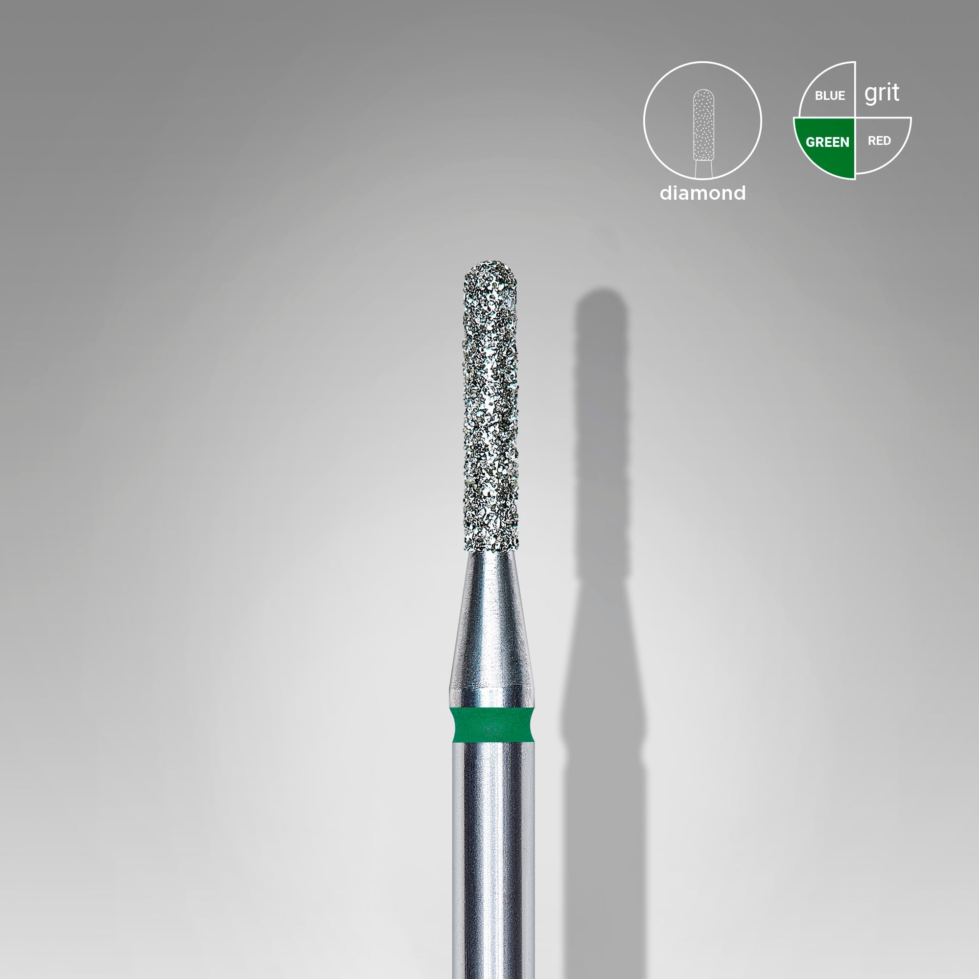STALEKS EXPERT Diamantová fréza «zaoblený valec» zelená, průměr 1,4 mm, pracovní část 8 mm