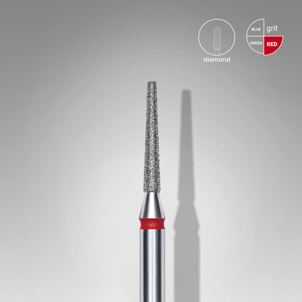 Diamond nail drill bit frustum red EXPERT head diameter 1,6 mm / working part 10 mm