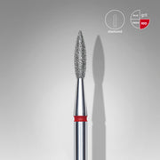 STALEKS EXPERT Diamond nail drill bit pointed flame red, head diameter 2,1 mm, working part 8 mm