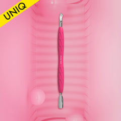 Manicure pusher with silicone handle "Gummy" UNIQ 10 TYPE 4.2 (narrow rounded pusher + bent blade)