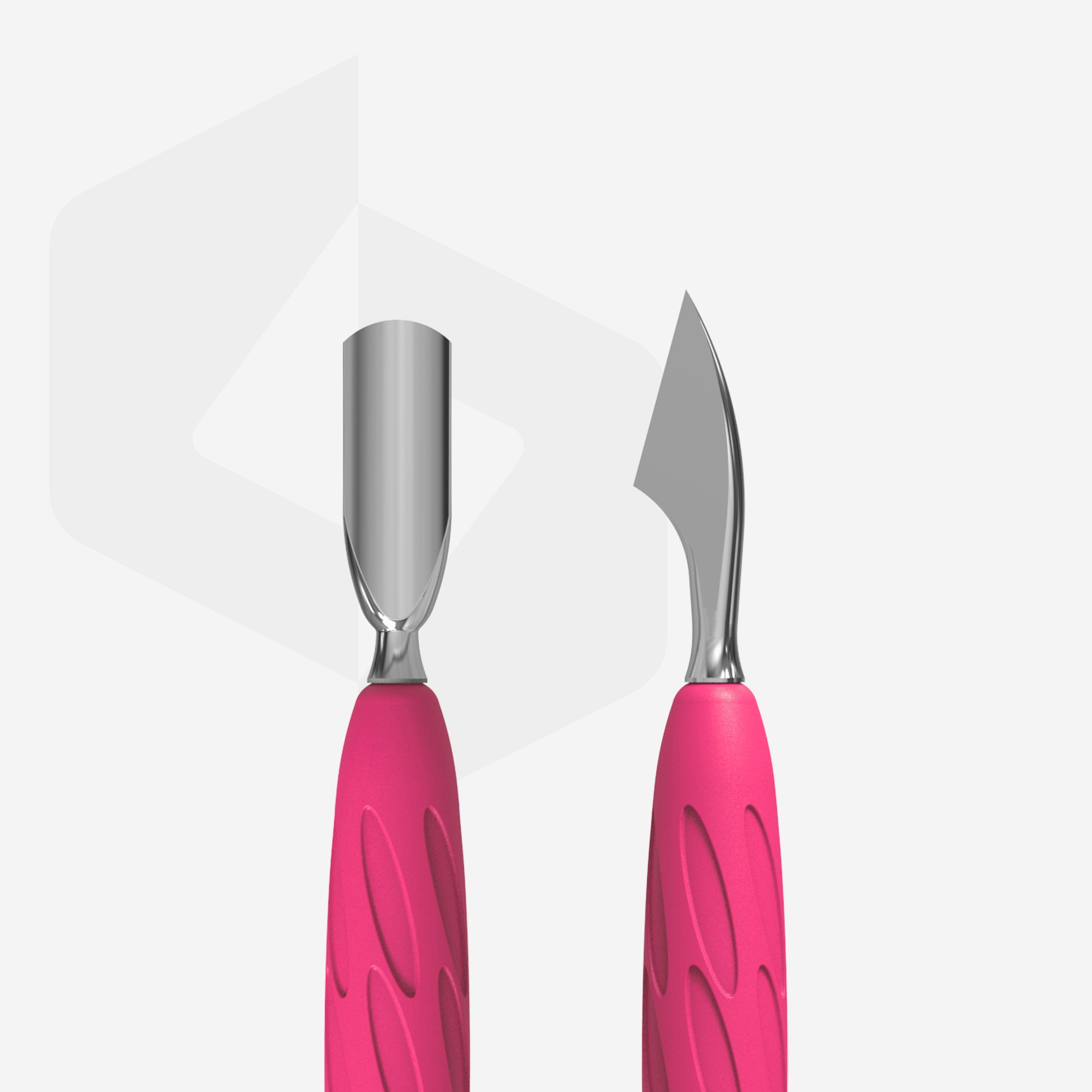Manicure pusher with silicone handle "Gummy" UNIQ 10 TYPE 3 (narrow rounded pusher + hatchet)