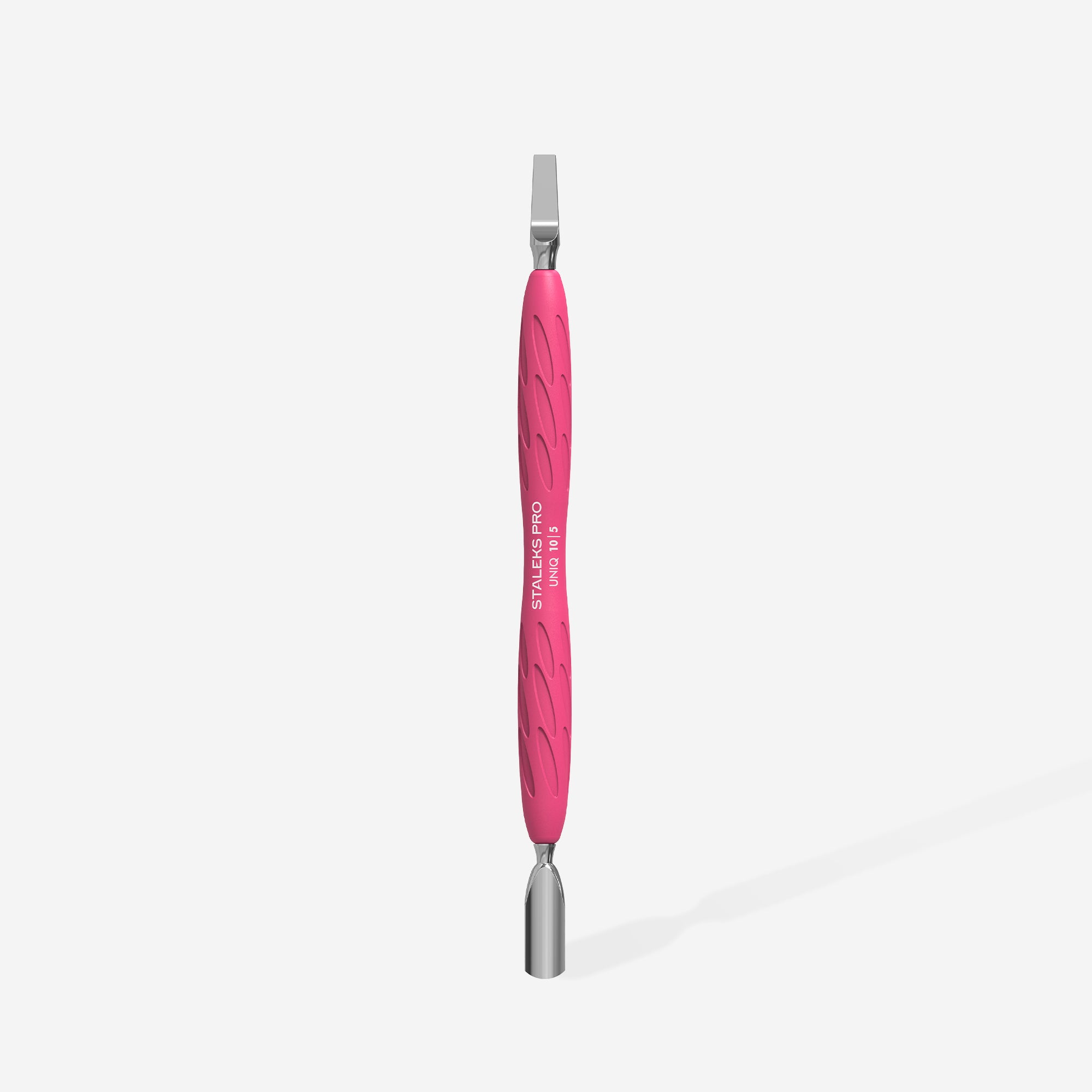 Manicure pusher Gummy with silicone handle UNIQ 10 TYPE 5 (rounded narrow pusher and straight blade)