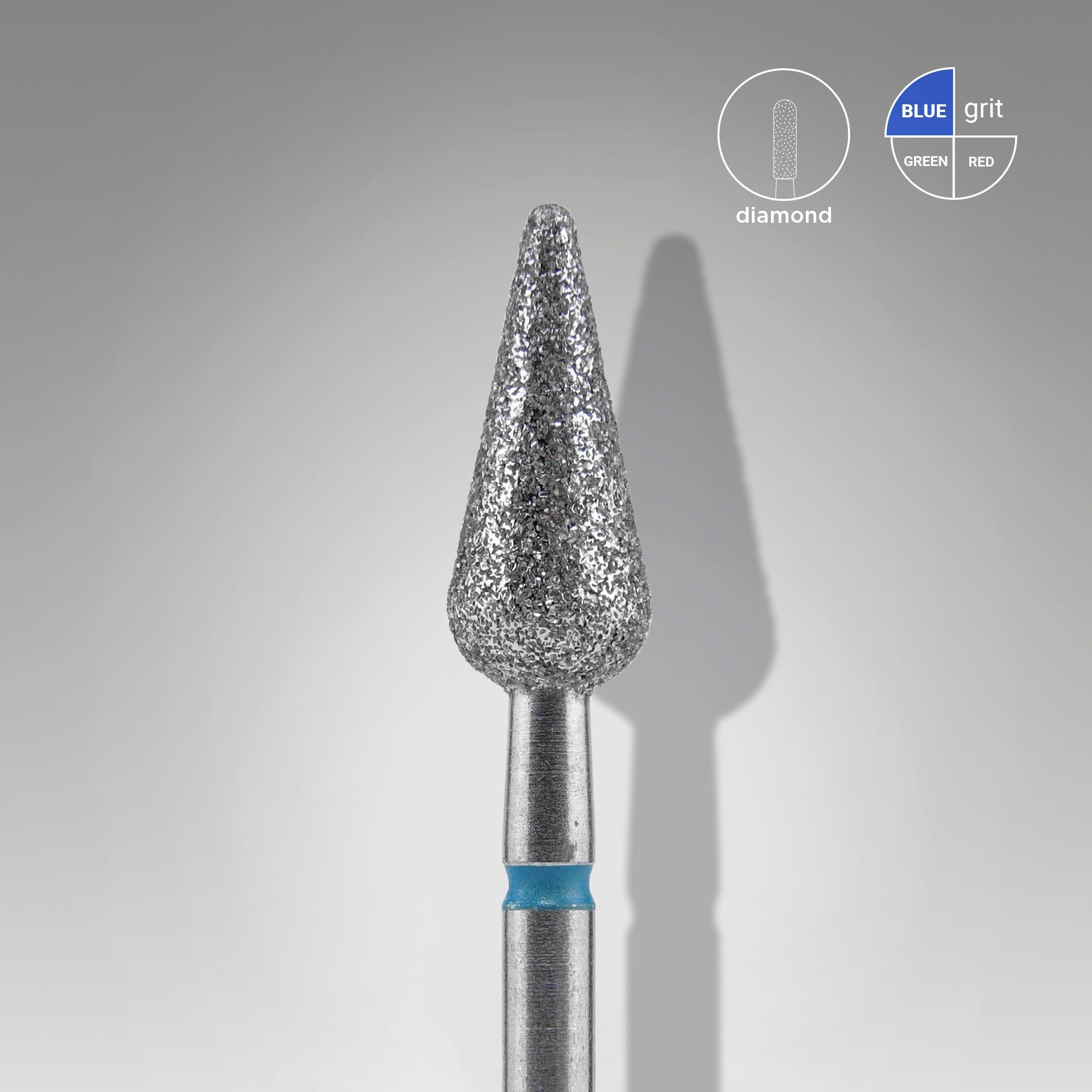 STALEKS EXPERT Diamond nail drill bit pointed pear blue, head diameter 5 mm, working part 12 mm