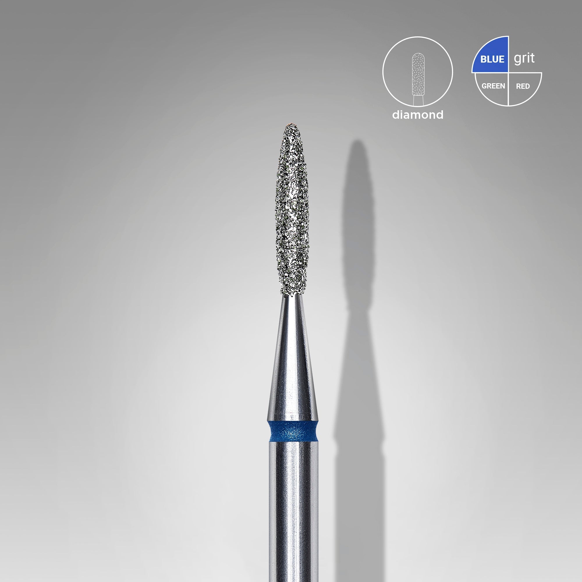 STALEKS EXPERT Freza diamantată «flacără» ascuțită albastră, diametru 1,6 mm, partea de lucru 8 mm