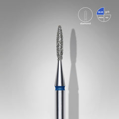 Diamond nail drill bit pointed flame blue EXPERT head diameter 1,6 mm / working part 8 mm