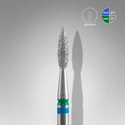 STALEKS EXPERT Fresa diamantada DUO "Chama" azul-esverdeada, diâmetro 2,1 mm, parte operacional 8 mm
