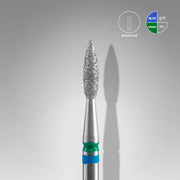STALEKS EXPERT Fresa diamantada DUO «Llama» azul-verde, diámetro 2,1 mm, parte de trabajo 8 mm