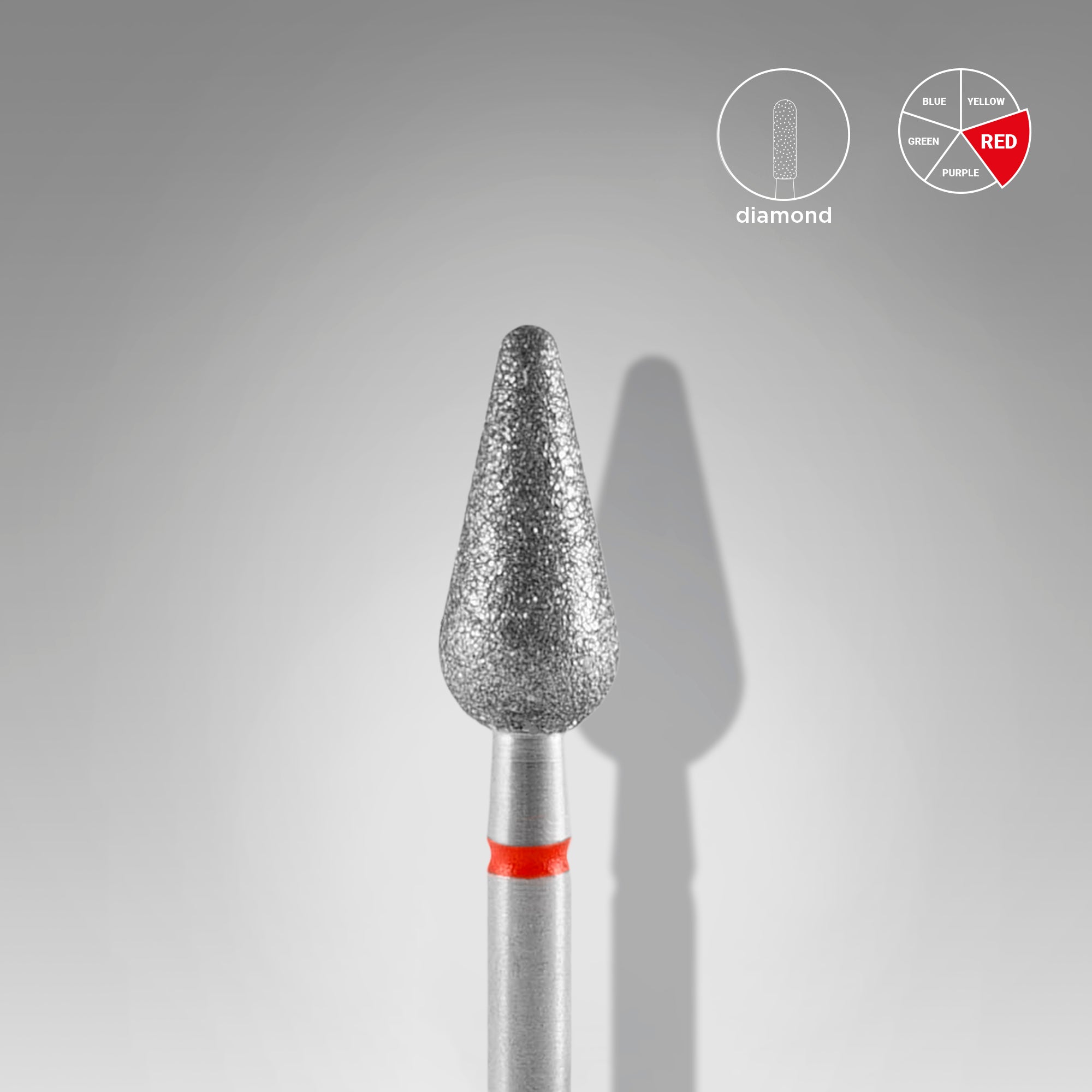 STALEKS EXPERT Elmas freze, yuvarlak armut şekli, kırmızı, 5 mm çap, 12 mm çalışma kısmı
