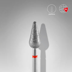 Broca de diamante para unhas, "pera arredondada", vermelha, diâmetro 5 mm, parte ativa 12 mm