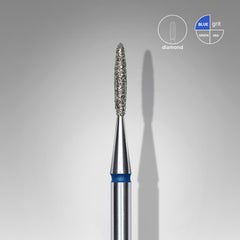 Diamond nail drill bit flame blue EXPERT head diameter 1,4 mm / working part 8 mm