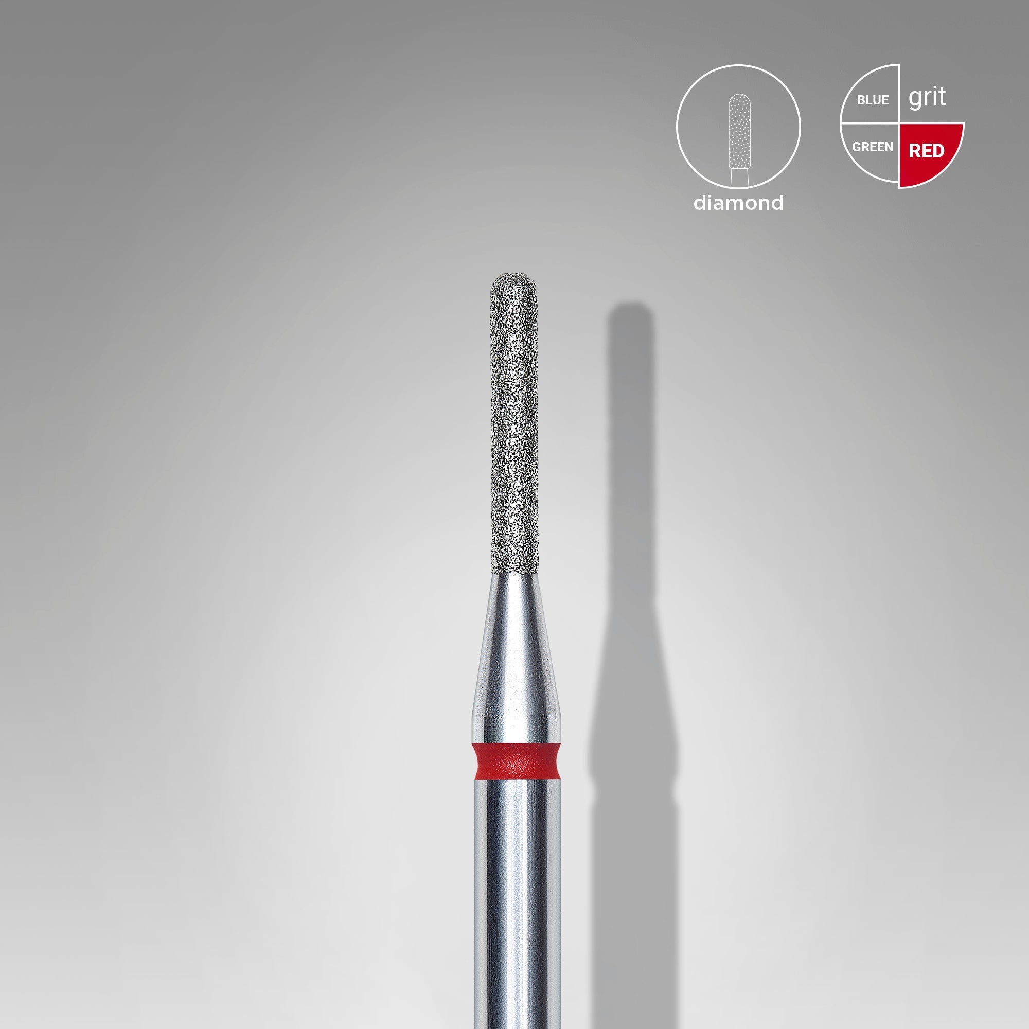 STALEKS EXPERT Diamantová fréza „zaoblený valec“ červená, průměr 1,4 mm, pracovní část 8 mm