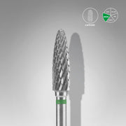 STALEKS EXPERT Carbide nail drill bit corn green, head diameter 4 mm, working part 14 mm