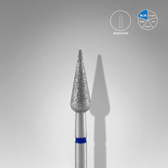 Broca de diamante para unhas, "pera pontiaguda", azul, diâmetro 4 mm, parte ativa 12 mm