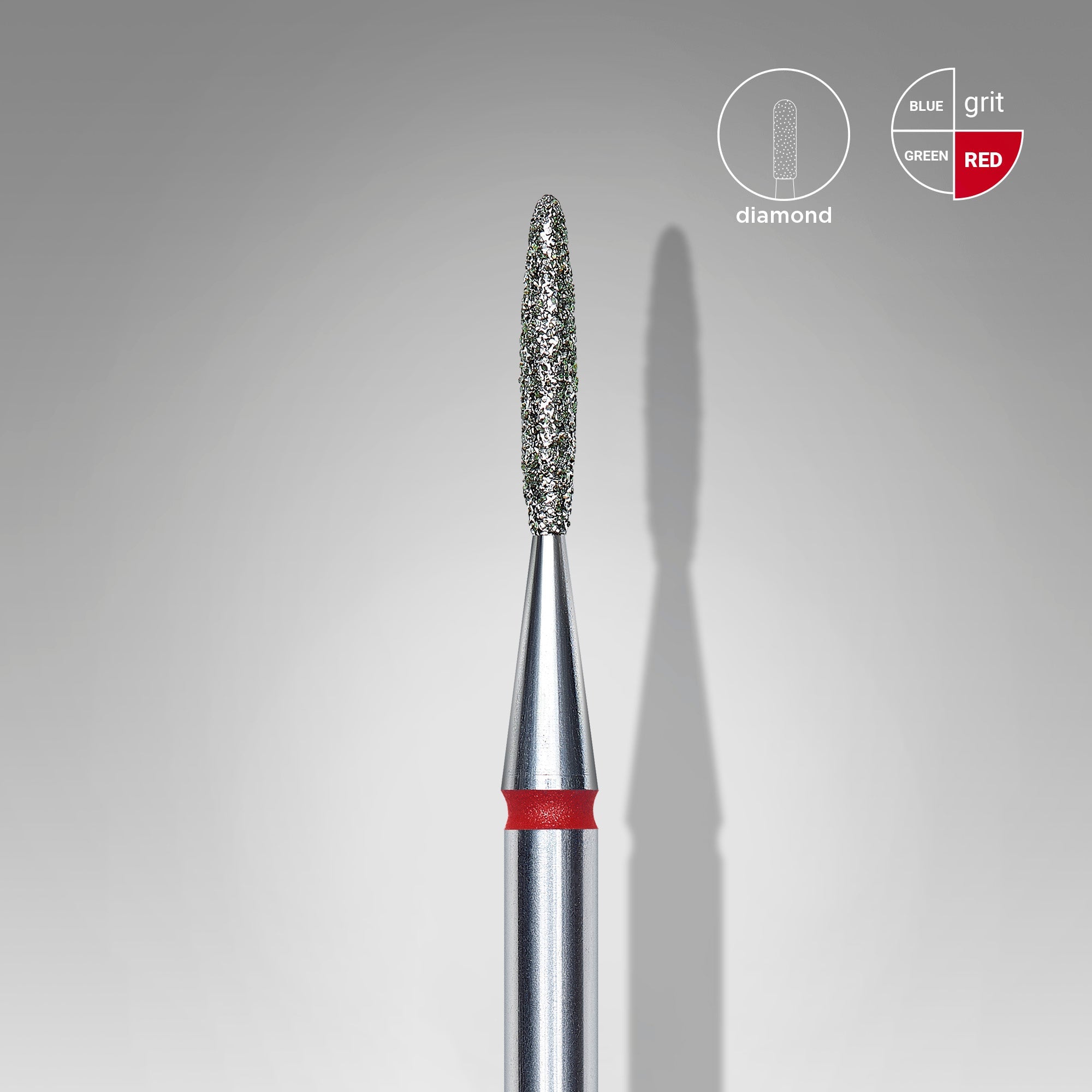 STALEKS EXPERT Elmas frez, alev şekli, kırmızı, çap 1,4 mm, çalışma kısmı 8 mm