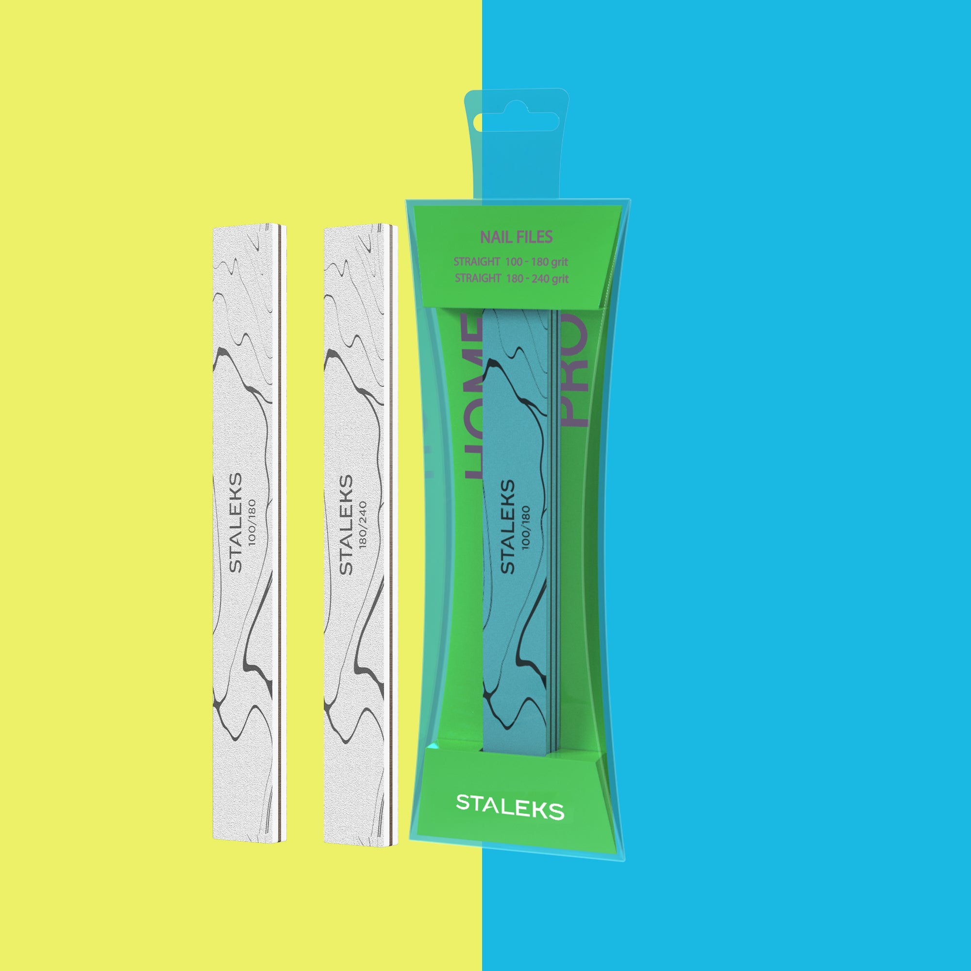 STALEKS Straight mineral nail file HOME PRO 20 100/180/240 grit, 2 pcs