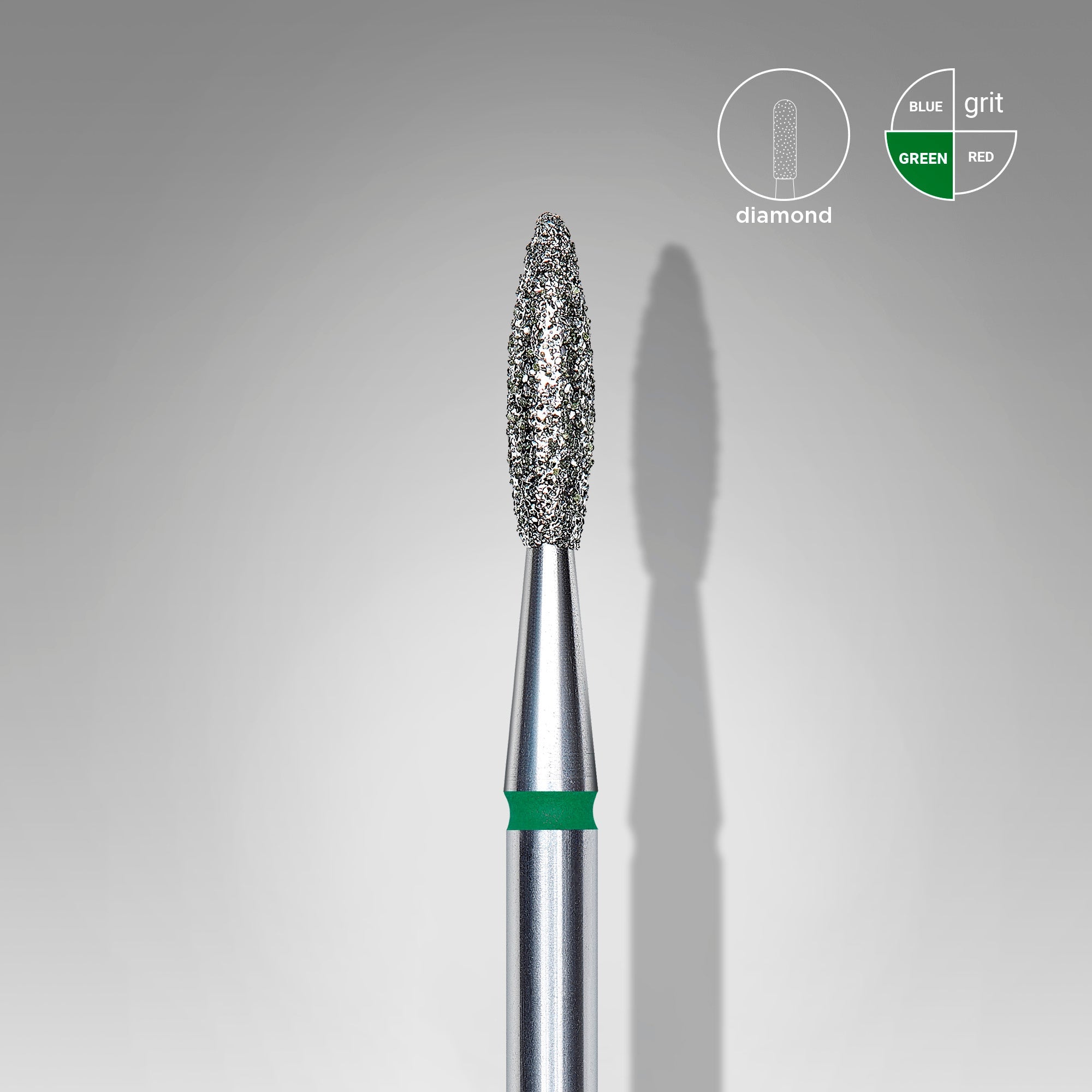STALEKS EXPERT Freza diamantată «flacără» verde, diametru 2,1 mm, partea activă 8 mm