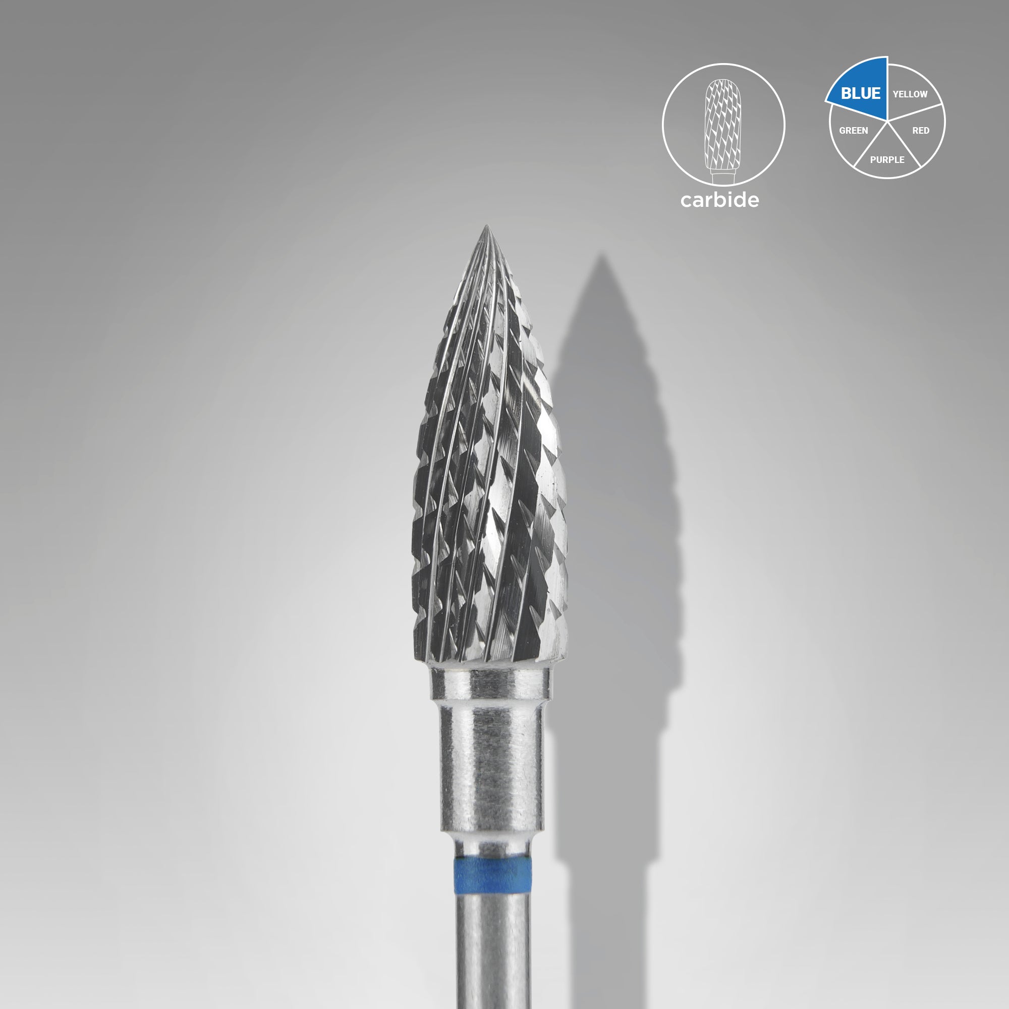 STALEKS EXPERT Carbide nail drill bit flame blue, head diameter 5 mm, working part 13,5 mm