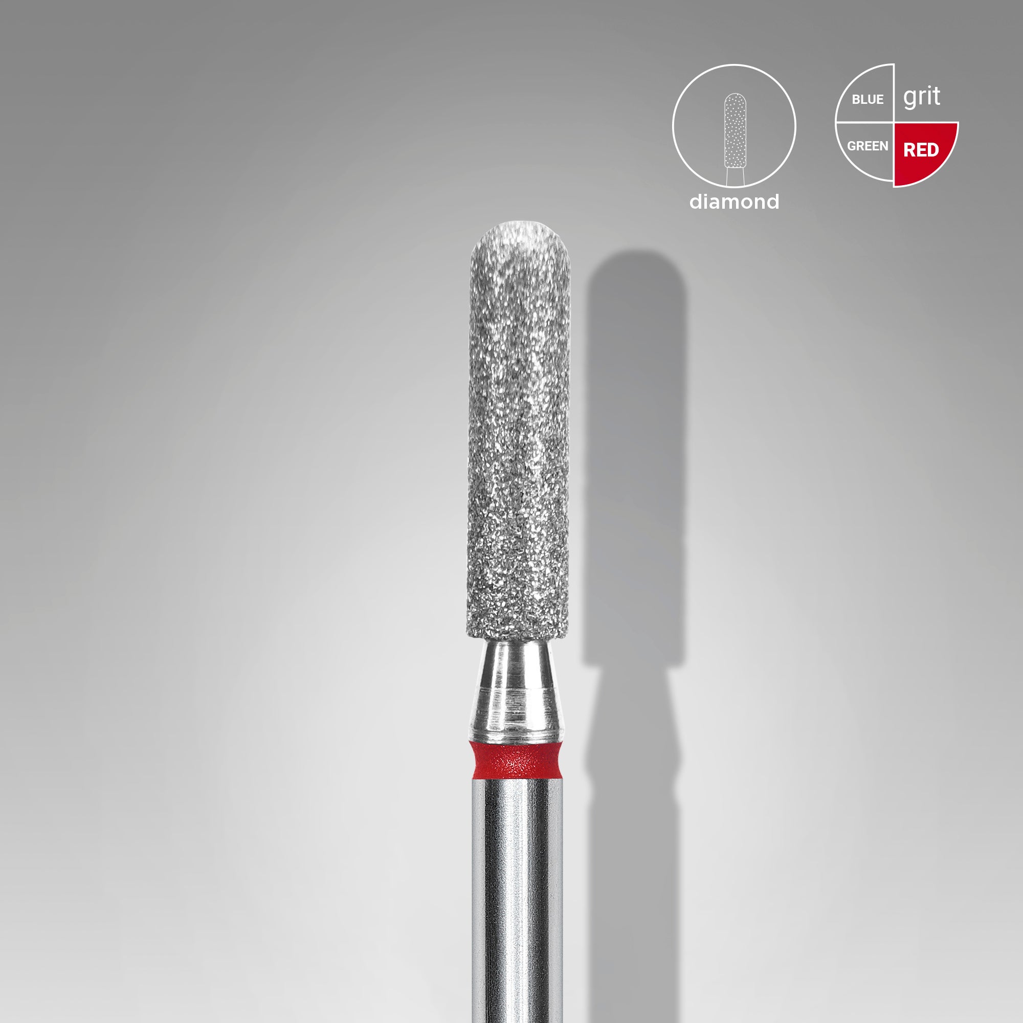 STALEKS EXPERT Diamantová fréza „zaoblený valec“ červená, průměr 2,5 mm, pracovní část 10 mm