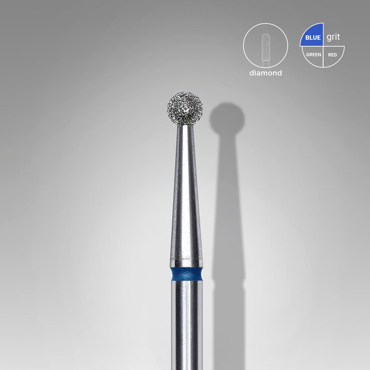 Burghiu diamant pentru unghii, "ball", albastru, diametru cap 2,5 mm