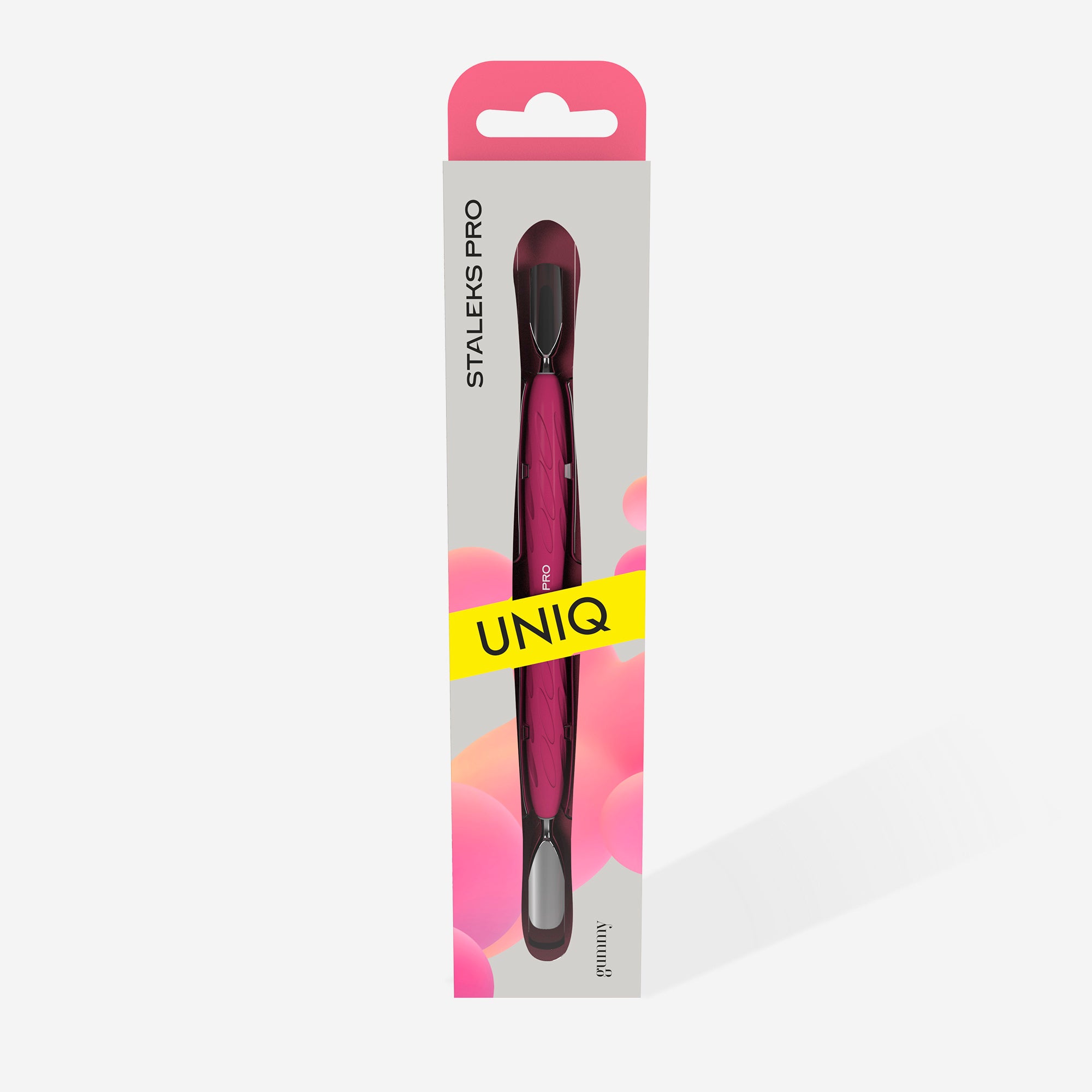Manicure pusher with silicone handle "Gummy" UNIQ 10 TYPE 1 (wide rounded pusher + narrow rounded pusher)