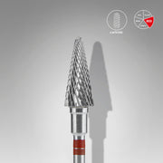 STALEKS EXPERT Solaklar için sert alaşım koni freze, kırmızı, çap 6 mm, çalışma kısmı 14 mm