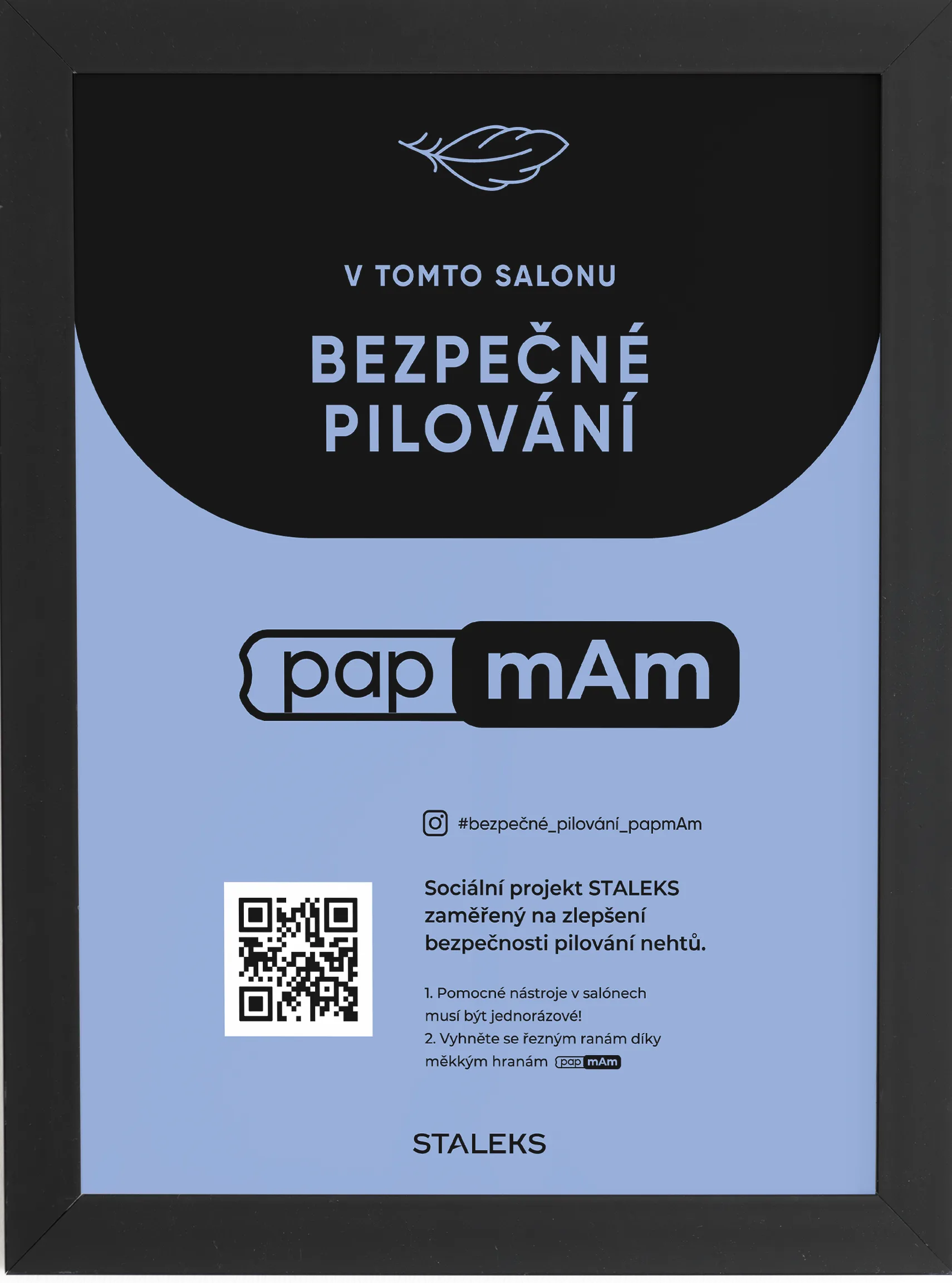 Certifikát „Bezpečné pilování“ papmAm v rámu
