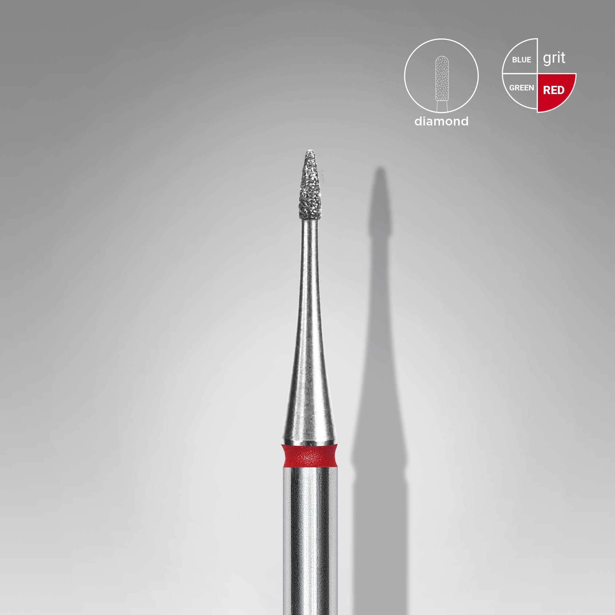 STALEKS EXPERT Frez diamentowy „Płomień mini” czerwony, średnica 1 mm, część robocza 3 mm