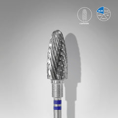 Carbide nail drill bit for left-handed users, "corn", blue, diameter 6 mm / working part 14 mm
