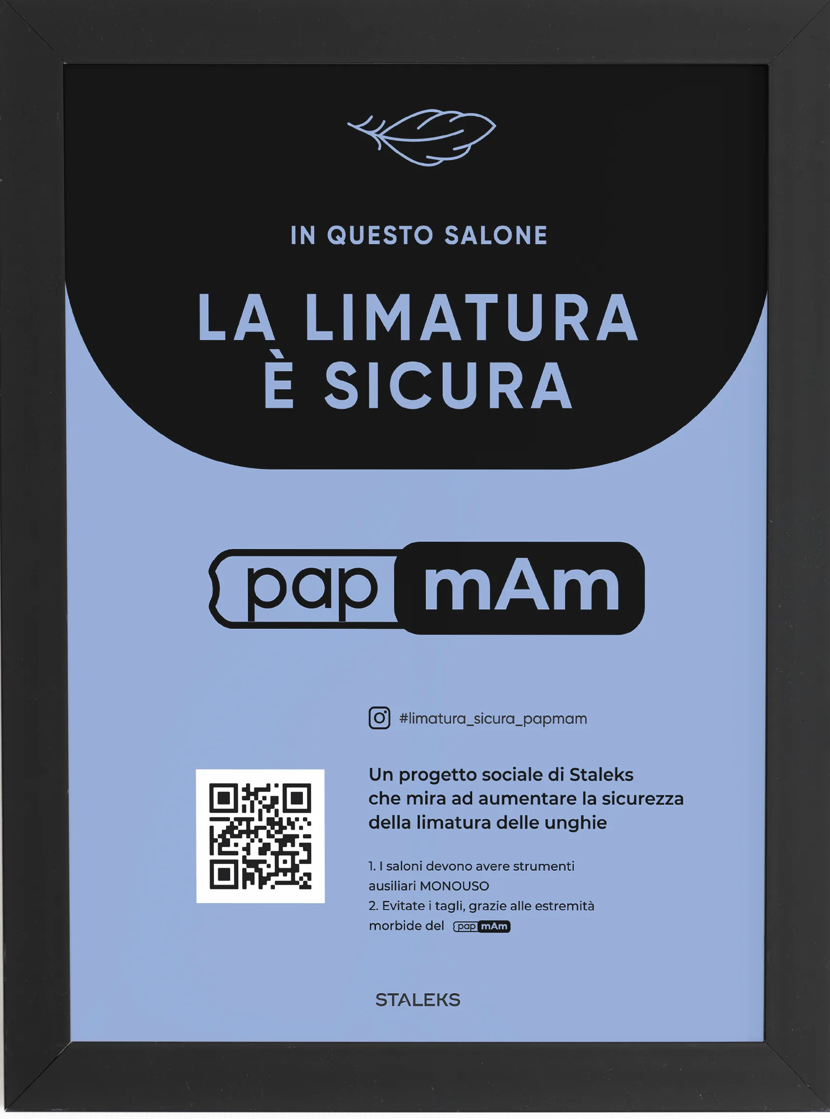 Certificato «Limatura sicura» papmAm in una cornice