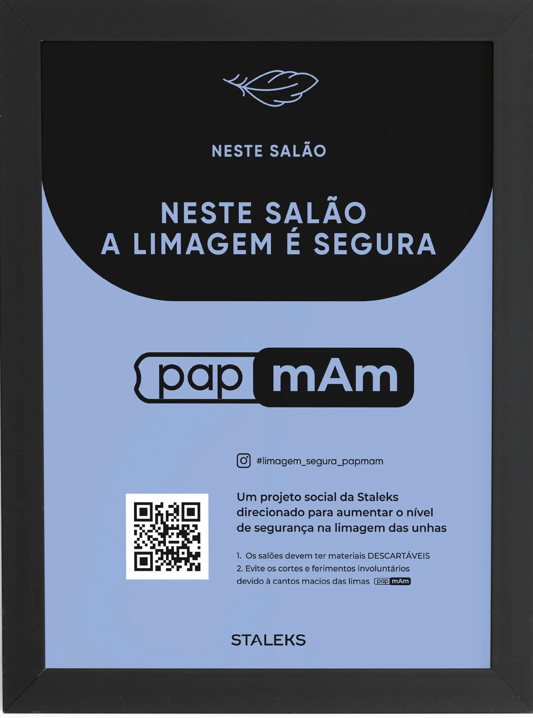 Certificado «Limagem segura» papmAm emoldurado