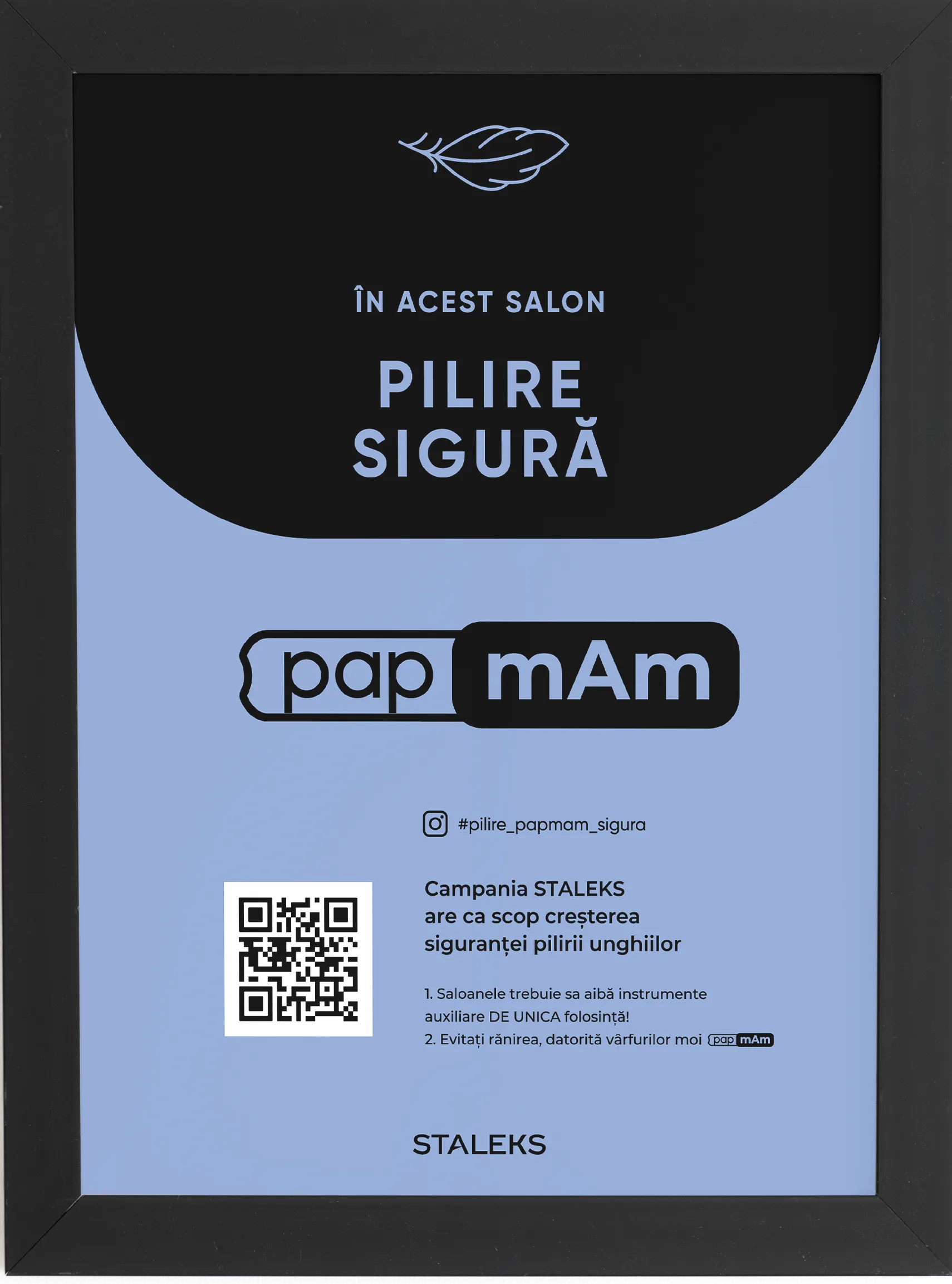 Certificat „Pilire sigură” papmAm în ramă