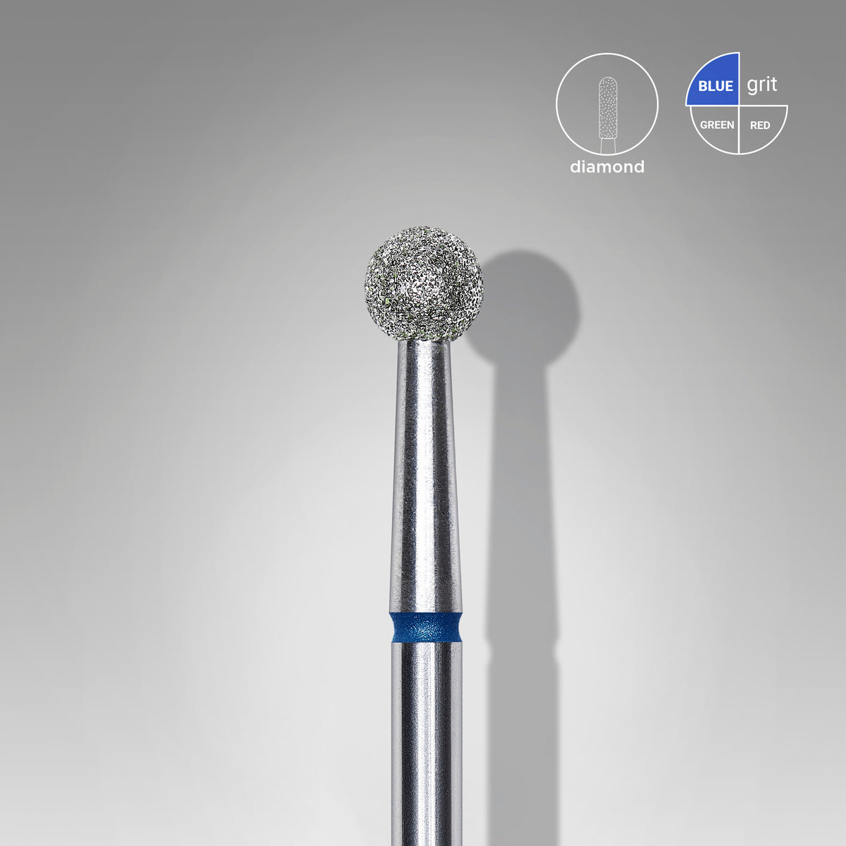 Burghiu diamant pentru unghii, "ball", albastru, diametru cap 4 mm