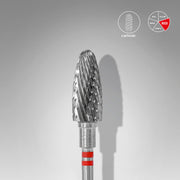 STALEKS EXPERT Carbide nail drill bit for left-handed users corn red, head diameter 6 mm, working part 14 mm