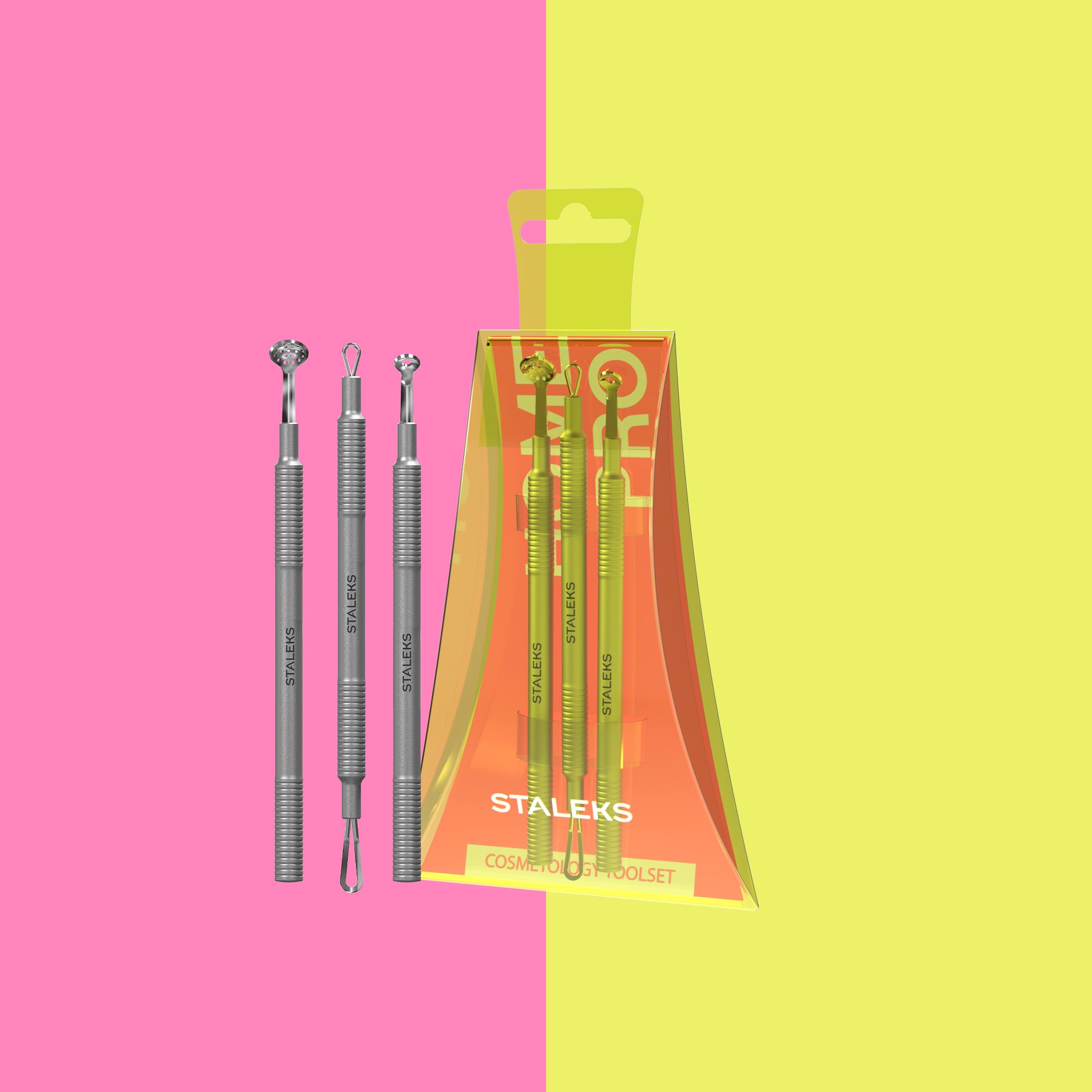 STALEKS Cosmetology toolset HOME PRO (Uno spoon, round spoon with 19 holes and double-ended loop)