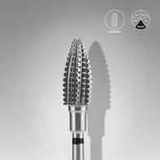 STALEKS EXPERT Carbide nail drill bit pine cone black hard, head diameter 6 mm, working part 14 mm