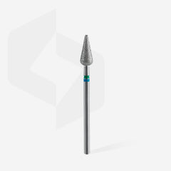 Diamond nail drill bit DUO pointed pear blue-green EXPERT head diameter 5 mm / working part 12 mm