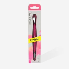 Manicure pusher with silicone handle "Gummy" UNIQ 10 TYPE 3 (narrow rounded pusher + hatchet)