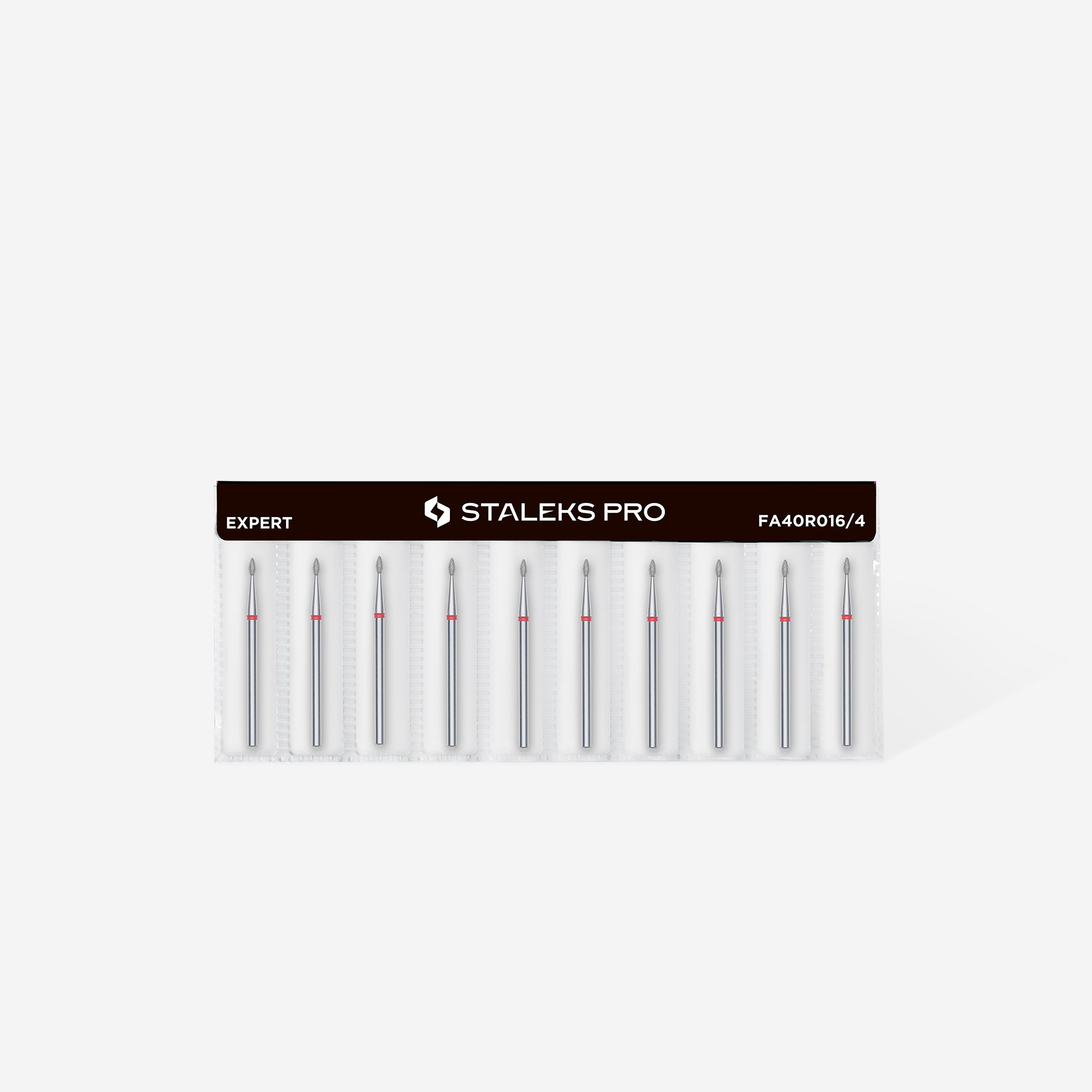 STALEKS EXPERT Deimantinė freza „Lašas“ raudona, skersmuo 1,6 mm, darbinė dalis 4 mm