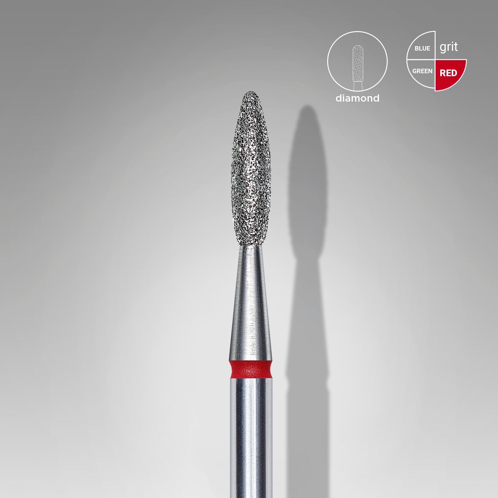 STALEKS EXPERT Fresa diamantada «Llama» roja, diámetro 2,1 mm, parte de trabajo 8 mm
