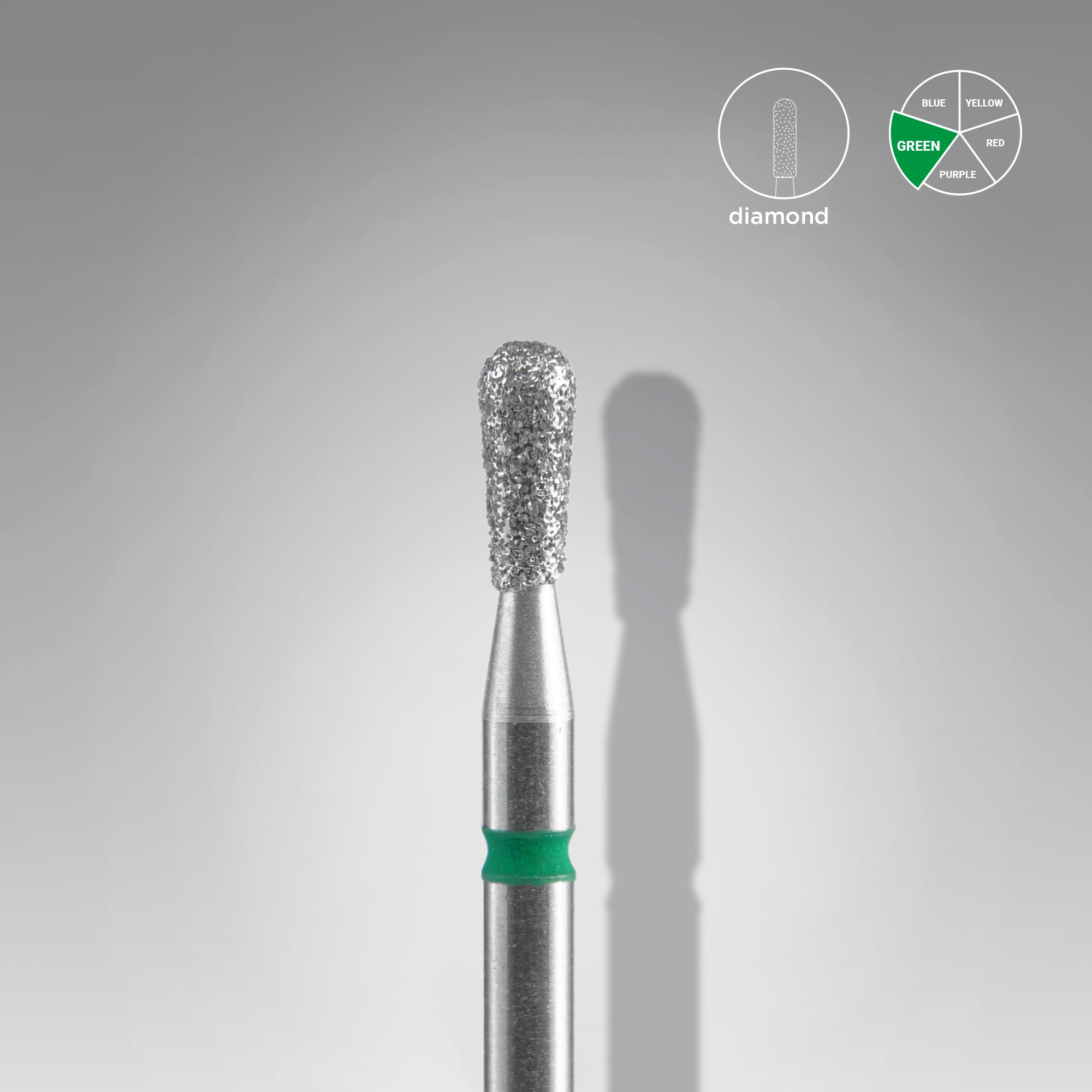 STALEKS EXPERT Diamantová fréza «Zápalka» zelená, průměr 2,3 mm, pracovní část 5 mm